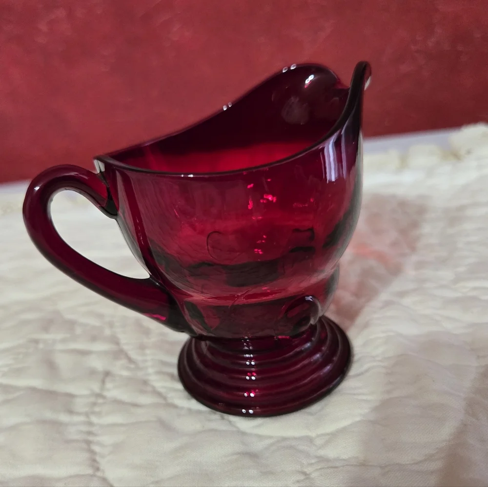 Vintage New Martinsville Ruby Red Mini Creamer - Picture 5 of 12